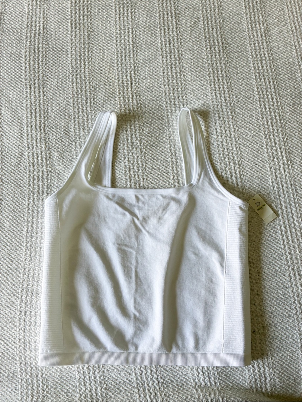 aerie White Square Neck Crop Tank